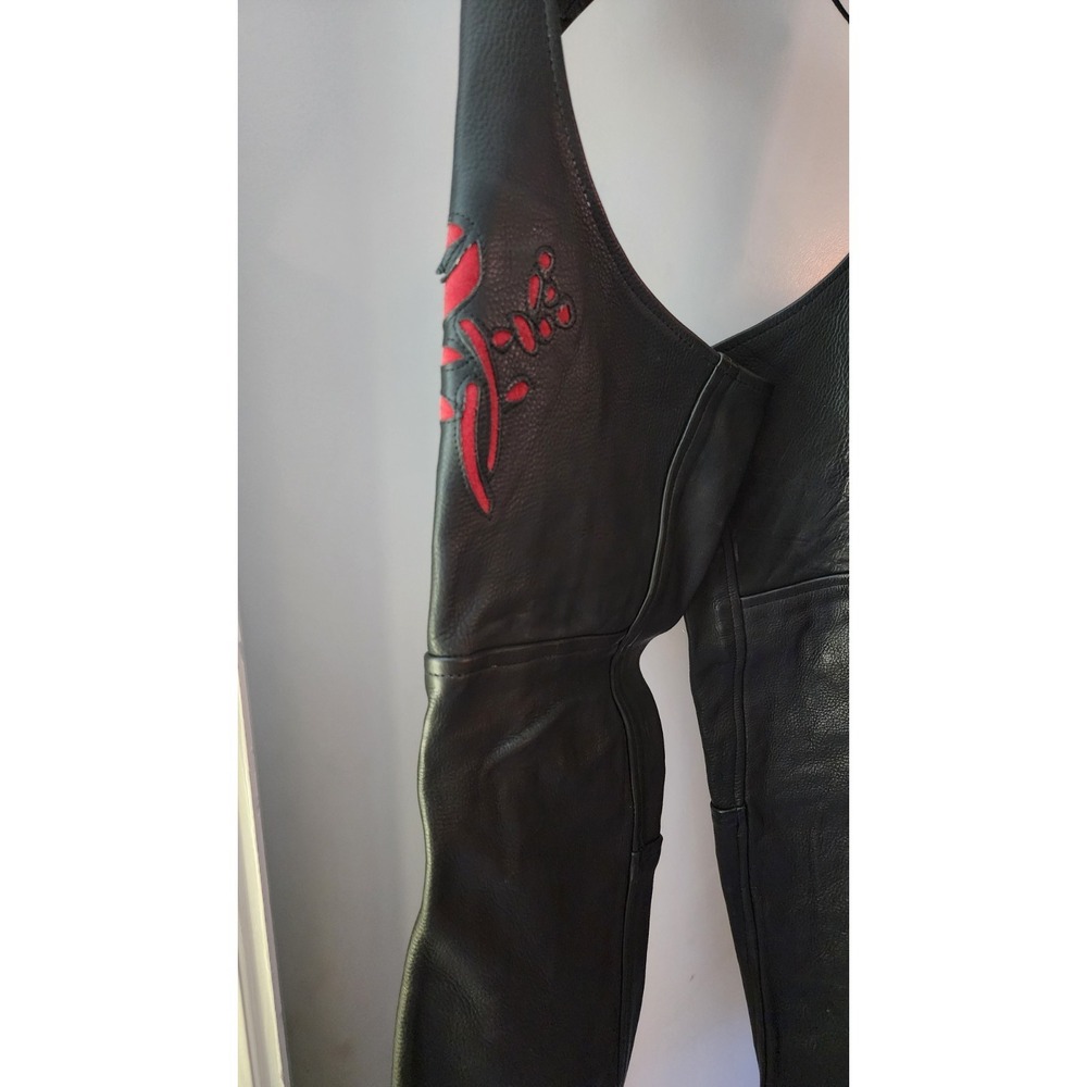 Paragon Genuine Leather Fringed Chaps Women's XS Purple Flower Rose A10 - Picture 7 of 16